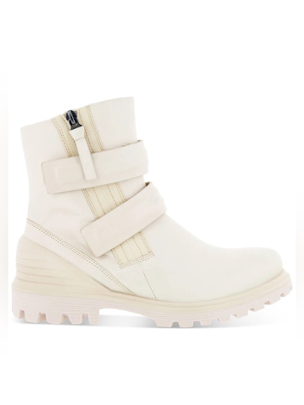 ECCO Tredtray Moto Bootie in Limestone Leather, Size 37 NEW in Box
